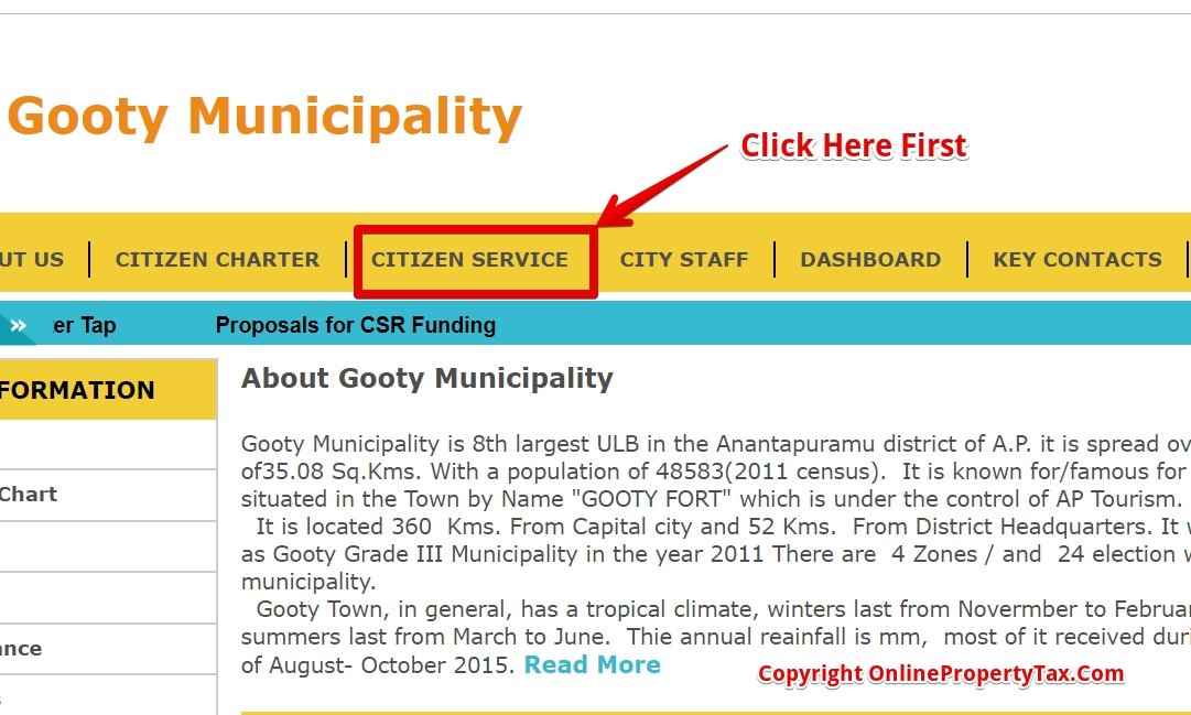 gooty.cdma.ap.gov.in Pay Your Property Taxes OR Know Your Property Tax Online in Gooty Municipality