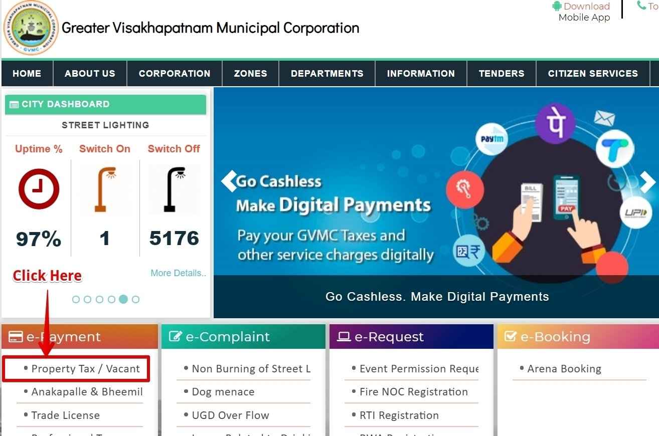  GVMC Property Tax Online Payment in Greater Visakhapatnam Municipal Corporation –Andhra Pradesh